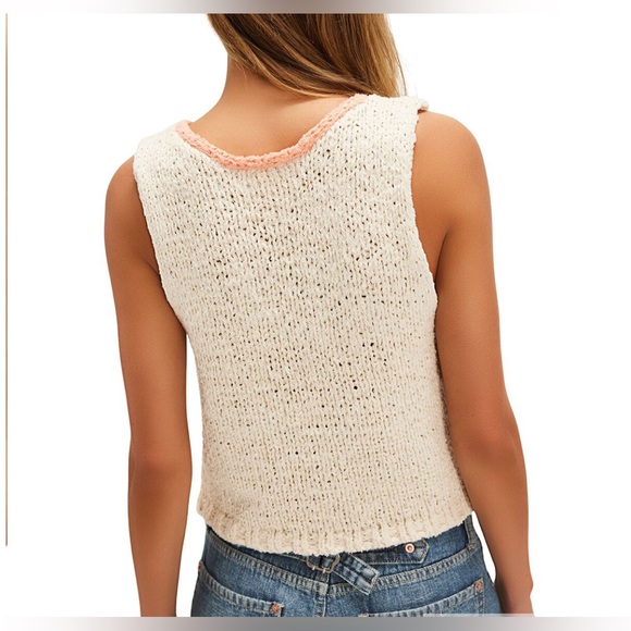 Free People Sicily Sweater Shell. NWT. Ivory combo - Picture 3 of 3